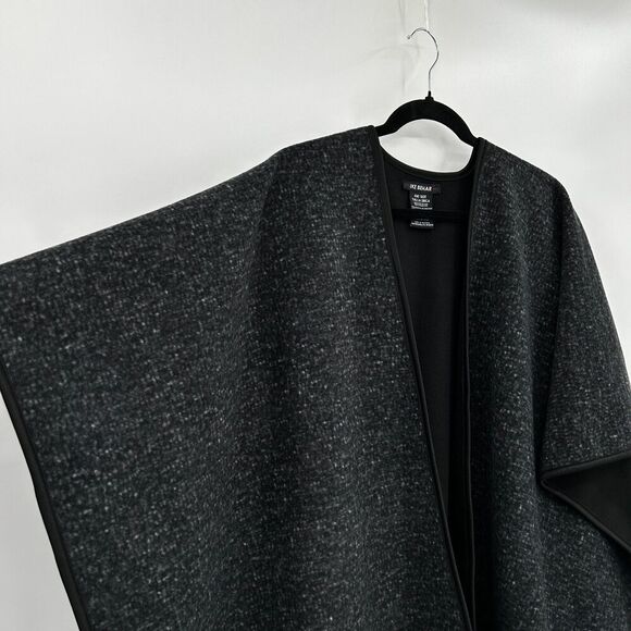 IKE BEHAR Reversible Gray Speckled Super Soft Fleece Poncho Shrug One Size - Picture 4 of 6
